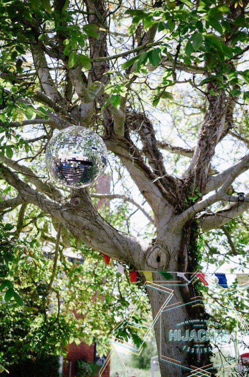 disco ball on a tree